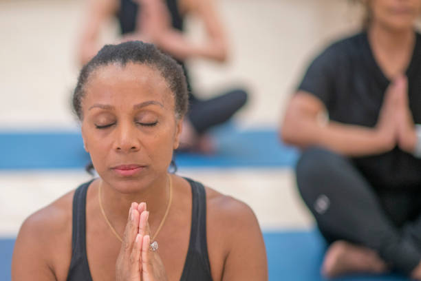 istock Yoga moves at the gym 1073378330
