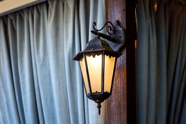 istock Forged street lantern black metal. 1073380914