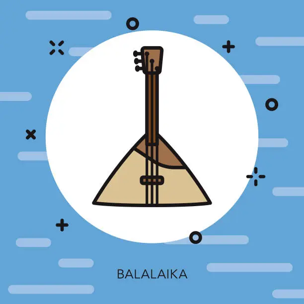 Vector illustration of Balalalika Thin Line Russia Icon