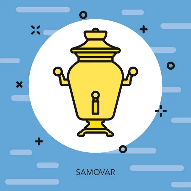 Vector illustration of Samovar Thin Line Russia Icon