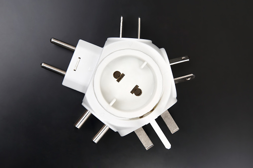 Power Outlet Over White Background
