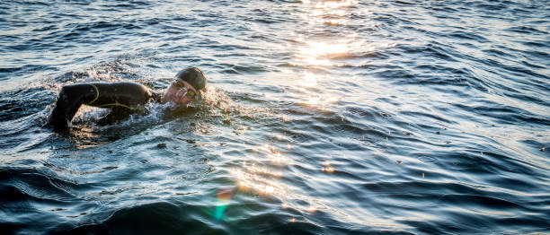 istock Triathlete swimming in the sea 1073406326