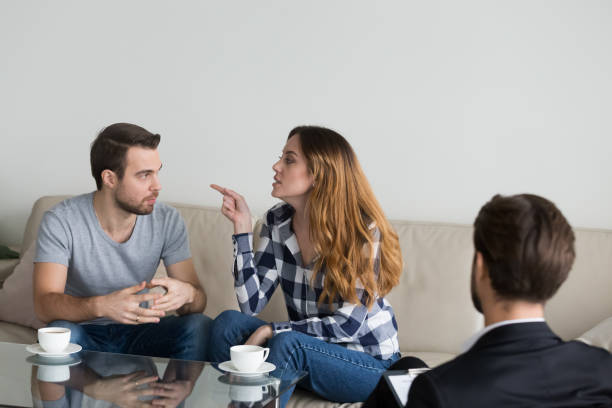 istock Annoyed wife accusing, blaming husband 1073416118