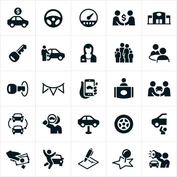 Vector illustration of Auto Sales Icons