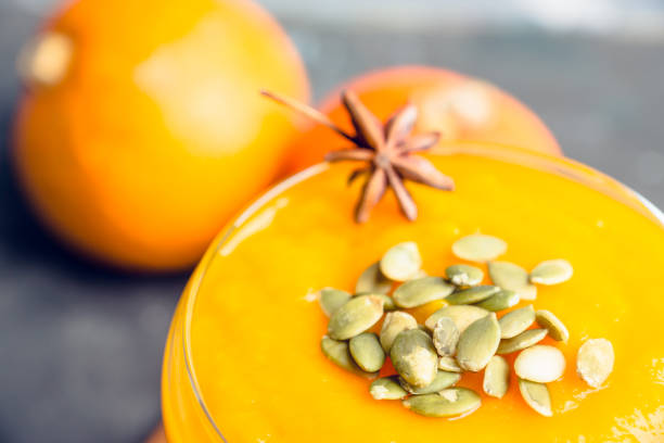istock Refreshment and healthy autumn pumpkin drink 1073419682