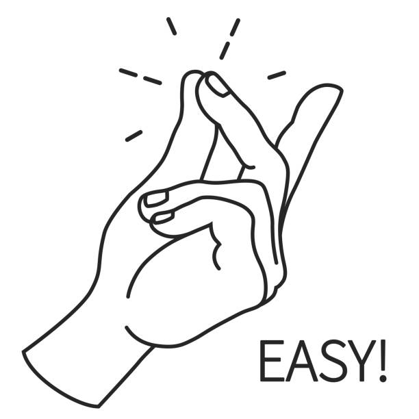 Finger Snapping Outline, Hand Gesture. Easy Concept expression illustration. Finger Snapping Outline, Hand Click Gesture. Easy Concept expression illustration. Human wrist palm and fingers flick. Vector magic mouse stock illustrations