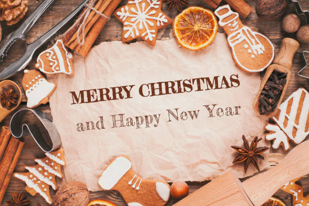istock Holiday template with Christmas spice and ornaments 1073430740