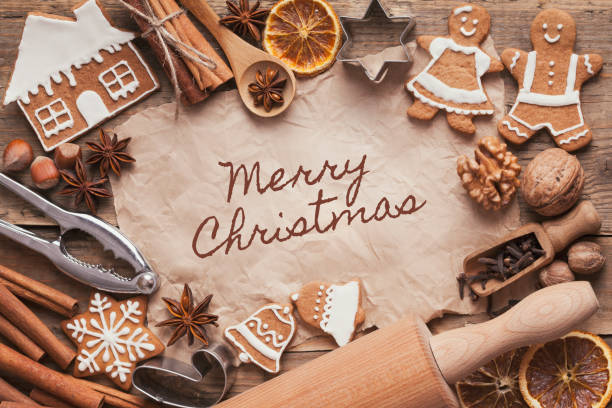 istock Holiday template with Christmas spice and ornaments 1073432038