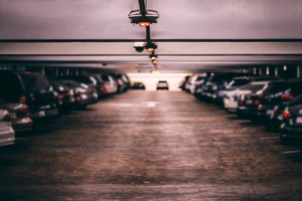 istock Free parking space sensors hanging from a garage ceiling 1073434218