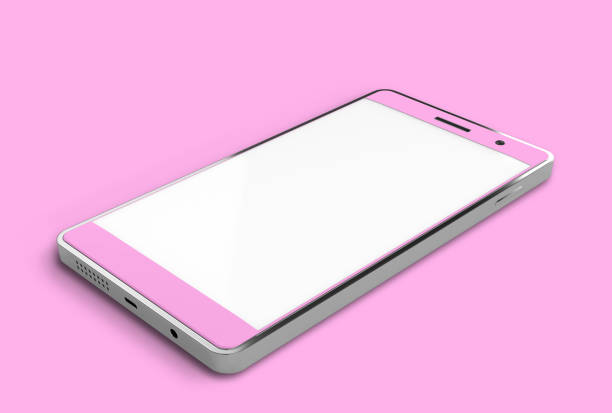 Smartphone Mockup pink color with clipping path. pastel color concept, 3D Render.