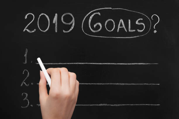 istock Empty numbered blackboard list for business goals for 2019 1073440056