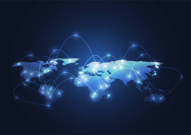 istock Global network connection. World map point and line composition concept of global business. Vector Illustration 1073451682