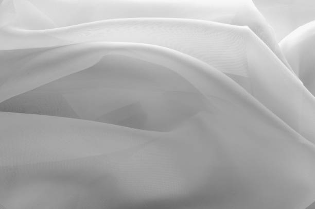 istock Texture, background, pattern. Silk fabric is transparent, white in color. Abstract soft chiffon texture background. Soft white chiffon with curve and wave 1073455186