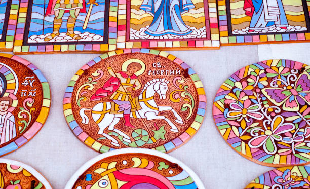 Texture Background pattern. Folk art Articles made of clay Hobbies and Creativity is a process of human activity that helps to develop the outlook and express the creative aspects of one's personality