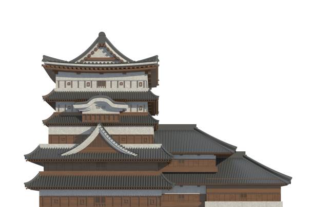 istock Original design Japanese house isolated on white background 3d illustration 1073468538