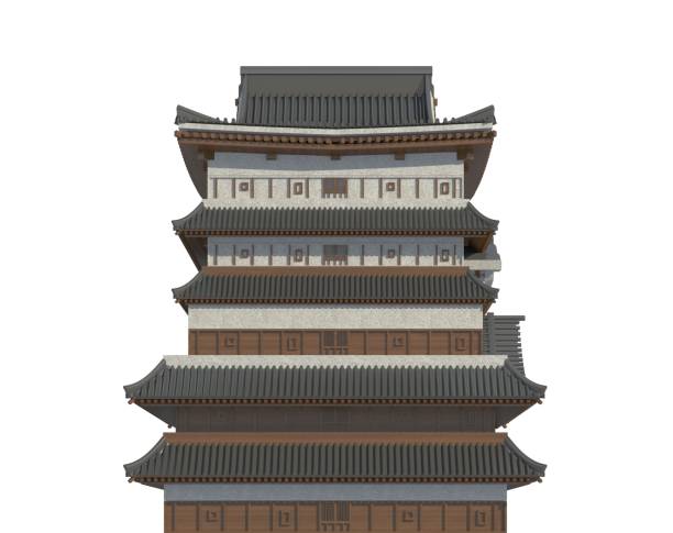 istock Original design Japanese house isolated on white background 3d illustration 1073468664