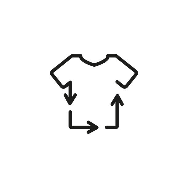 ilustraciones, imágenes clip art, dibujos animados e iconos de stock de línea de ropa de reciclaje icono - t shirt shirt clothing garment