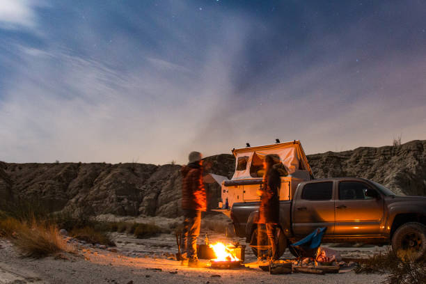 Camping in the Desert stock photo