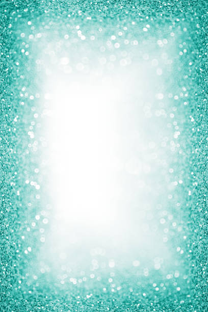Teal Turquoise Glitter Border Frame Background Sparkley Poster Elegant teal green glitter sparkle confetti background for turquoise happy birthday party invite, aqua mint color bridal frame, baby shower, pastel Spring or winter Christmas border with white space greeting card white decoration glitter stock pictures, royalty-free photos & images