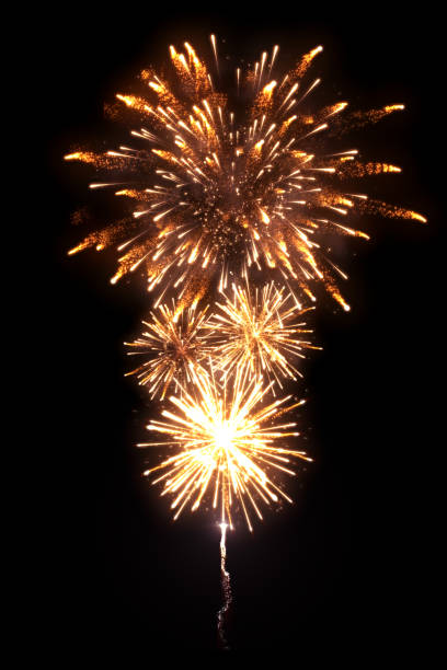 istock Beautiful golden fireworks with trail 1073488052