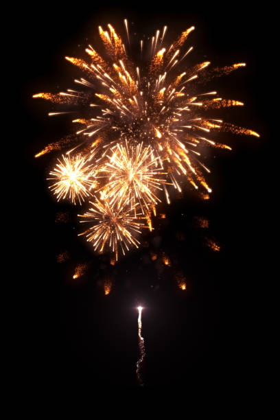 istock Beautiful golden fireworks with trail 1073488054
