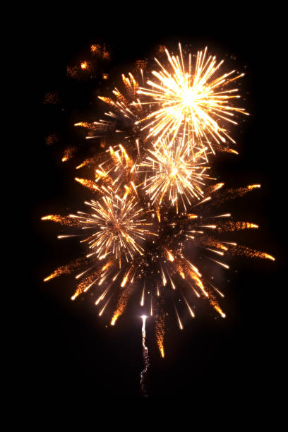 istock Beautiful golden fireworks with trail 1073488058
