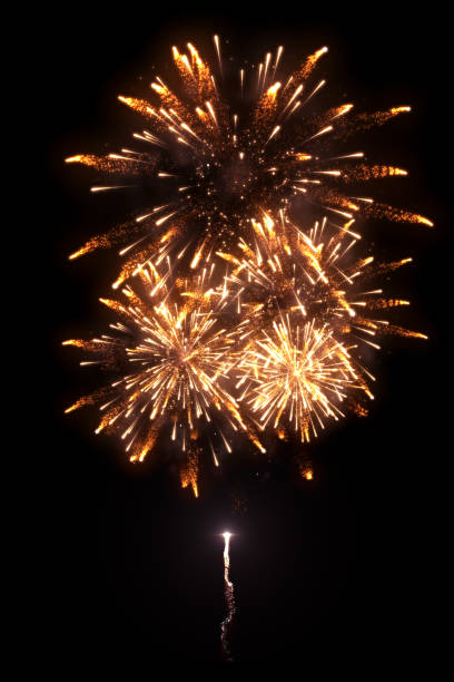 istock Beautiful golden fireworks with trail 1073488304