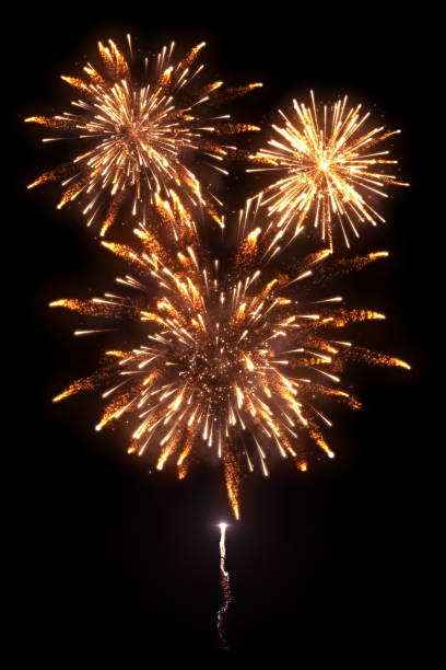 istock Beautiful golden fireworks with trail 1073488618