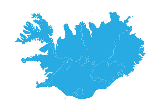 wysoka szczegółowa mapa wektorowa - iceland stock illustrations