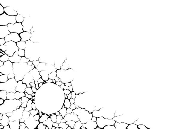 흰 콘크리트 벽에 구멍을 균열. 분기 또는 흰색 바탕에 손상입니다. - lightning nerve cell electricity energy stock illustrations