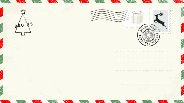 pusta pocztówka świąteczna - air mail envelope letter mail stock illustrations