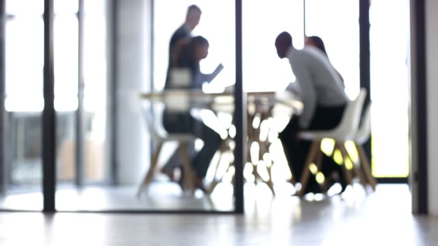 4k video footage of a group of businesspeople walking in to a boardroom for a meeting