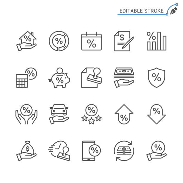 illustrations, cliparts, dessins animés et icônes de icônes de prêt de ligne. modifiables en course. pixel perfect. - calculator symbol computer icon vector