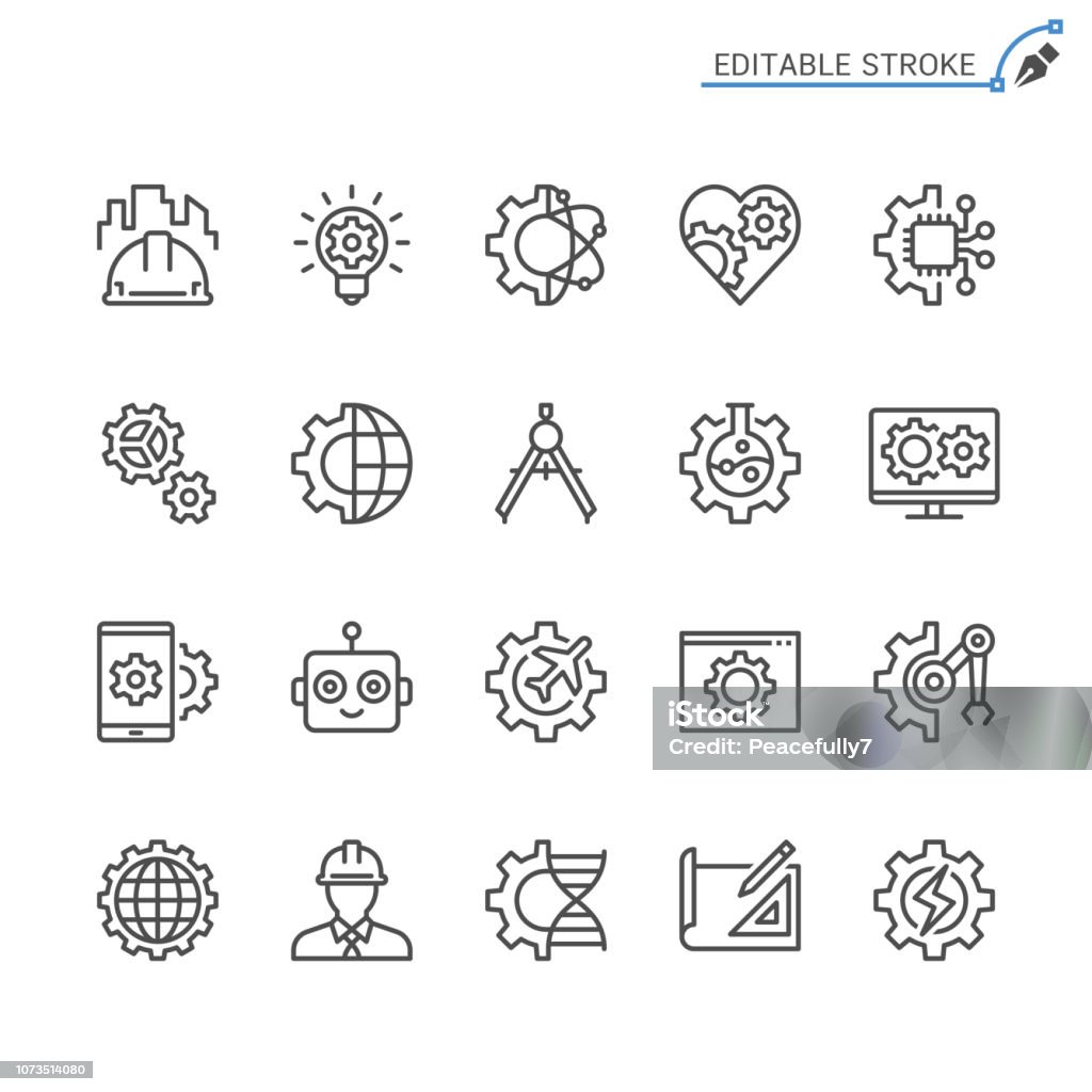 Engineering line icons. Editable stroke. Pixel perfect. Simple vector line Icons. Editable stroke. Pixel perfect. Icon Symbol stock vector