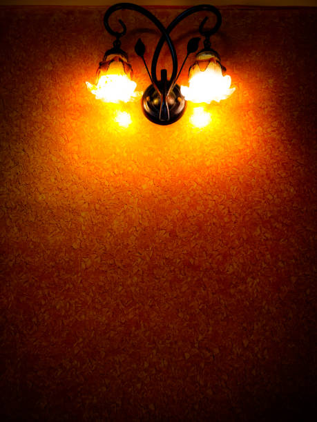 Scary lamps on a textured wall for social media marketing