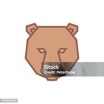 istock Stylized geometric Bear head illustration. Vector icon tribal design 1073529314