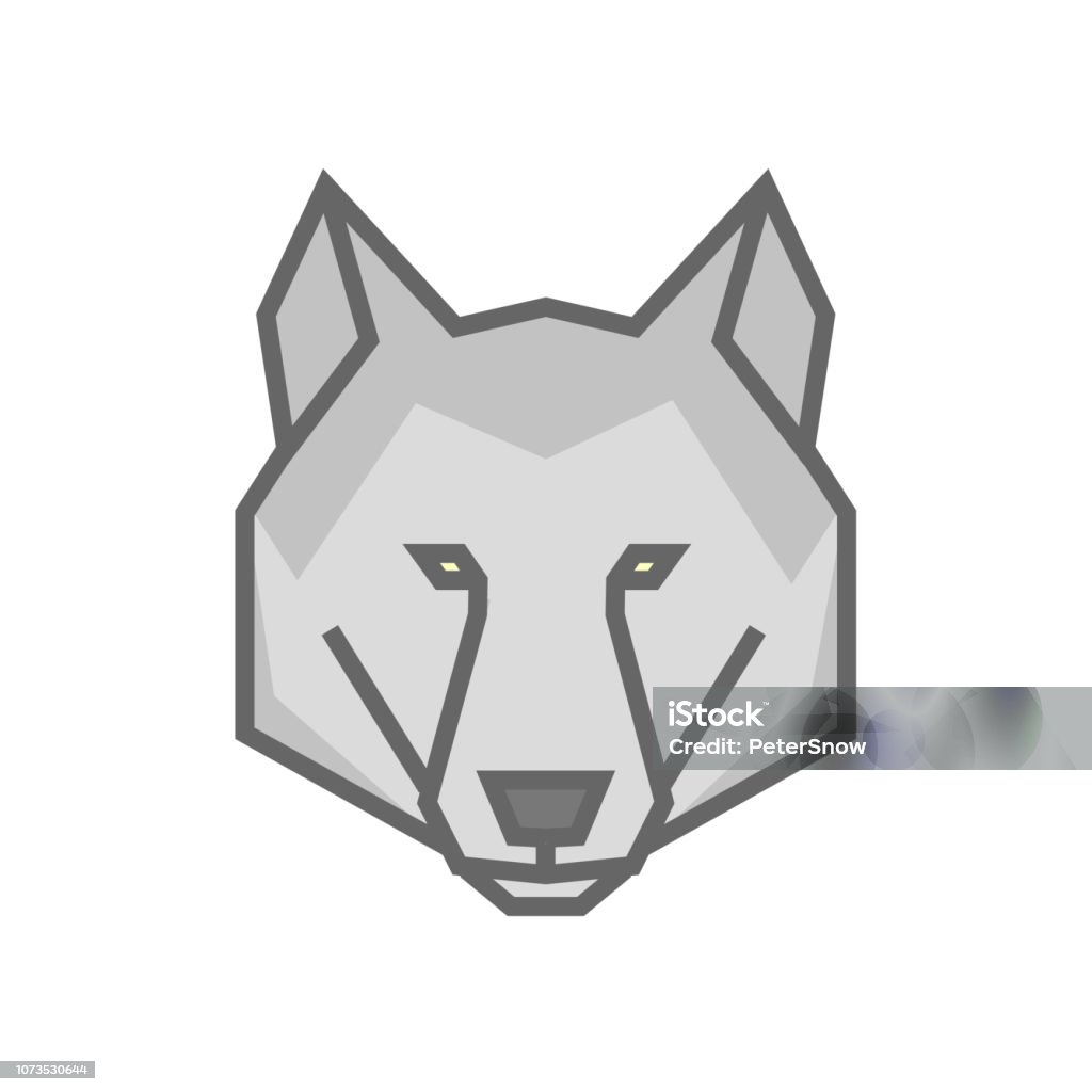 Stylized geometric wolf head illustration. Vector icon tribal design Vector eps10 Wolf stock vector