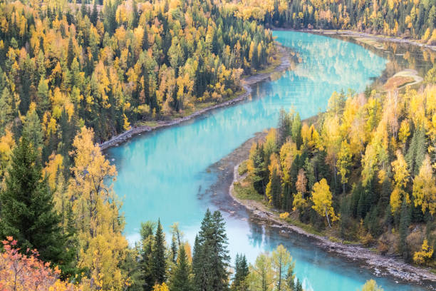 istock kanas autumn landscape of charming moon bay 1073532232