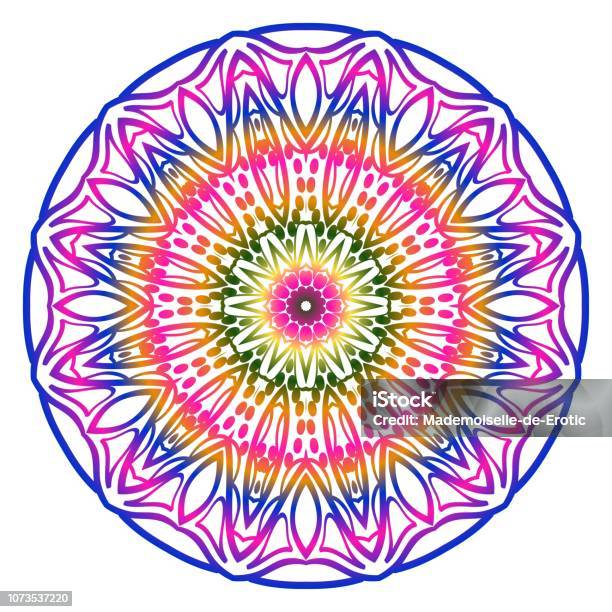 Ornamental Circle Pattern Hand Draw Mandala Vintage Decorative Elements Vector Illustration Antistress Therapy Pattern Stock Illustration - Download Image Now