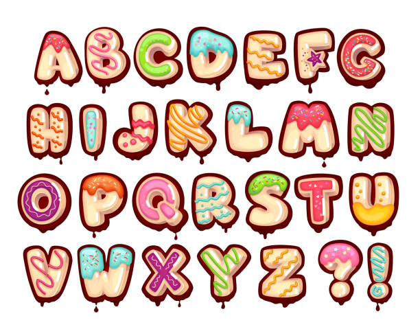 illustrations, cliparts, dessins animés et icônes de alphabet sucré - cookie letter illustrations