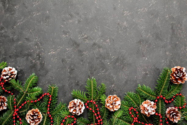 istock Christmas background with fir tree and decor. 1073555224