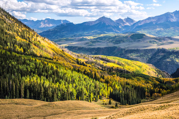 View looking south on the eastern side of the San Juan Mountains near Telluride, Colorado.