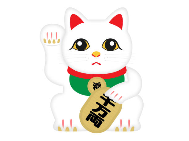 illustrazioni stock, clip art, cartoni animati e icone di tendenza di gatto che beckoning - maneki neko