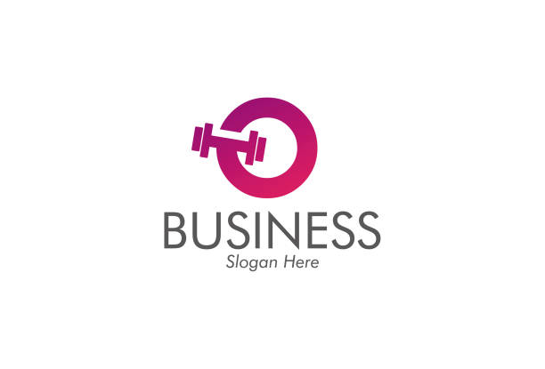 weightlifting icon for business and corporate weightlifting icon and letter O for business and corporate personal trainer stock illustrations