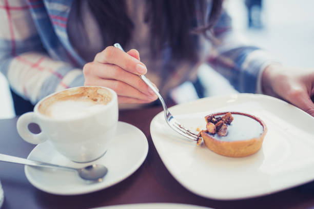 Coffee latte on table at cafe