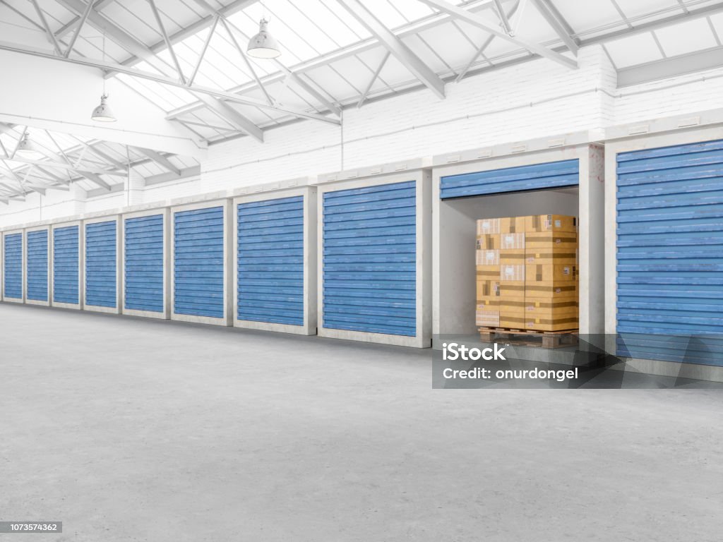 Self Storage Warehouse Storage Compartment Stock Photo