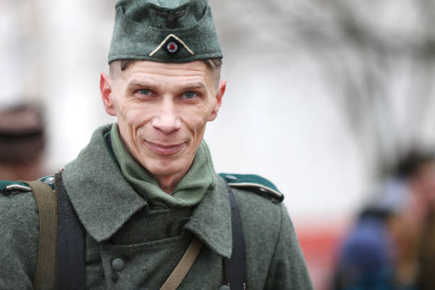 Belarus, Gomel, November 21, 2016, Reconstruction of the battle of the Second World War. German soldier of the Second World War. German soldier