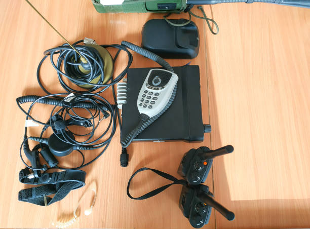 istock Portable walkie talkie on the desk table 1073577702