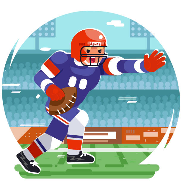 running american football rugby player chatacter aggressive sport stadium flat design vector illustration running american football rugby player chatacter aggressive sport stadium flat design vector illustration running american football rugby player chata - football player football american football stadium american football stock illustrations