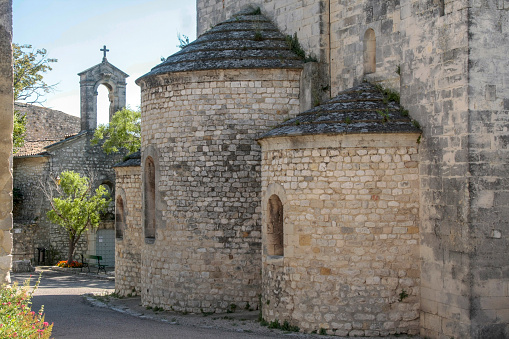 Church in medieval village of La garde Adhemar in the south of France